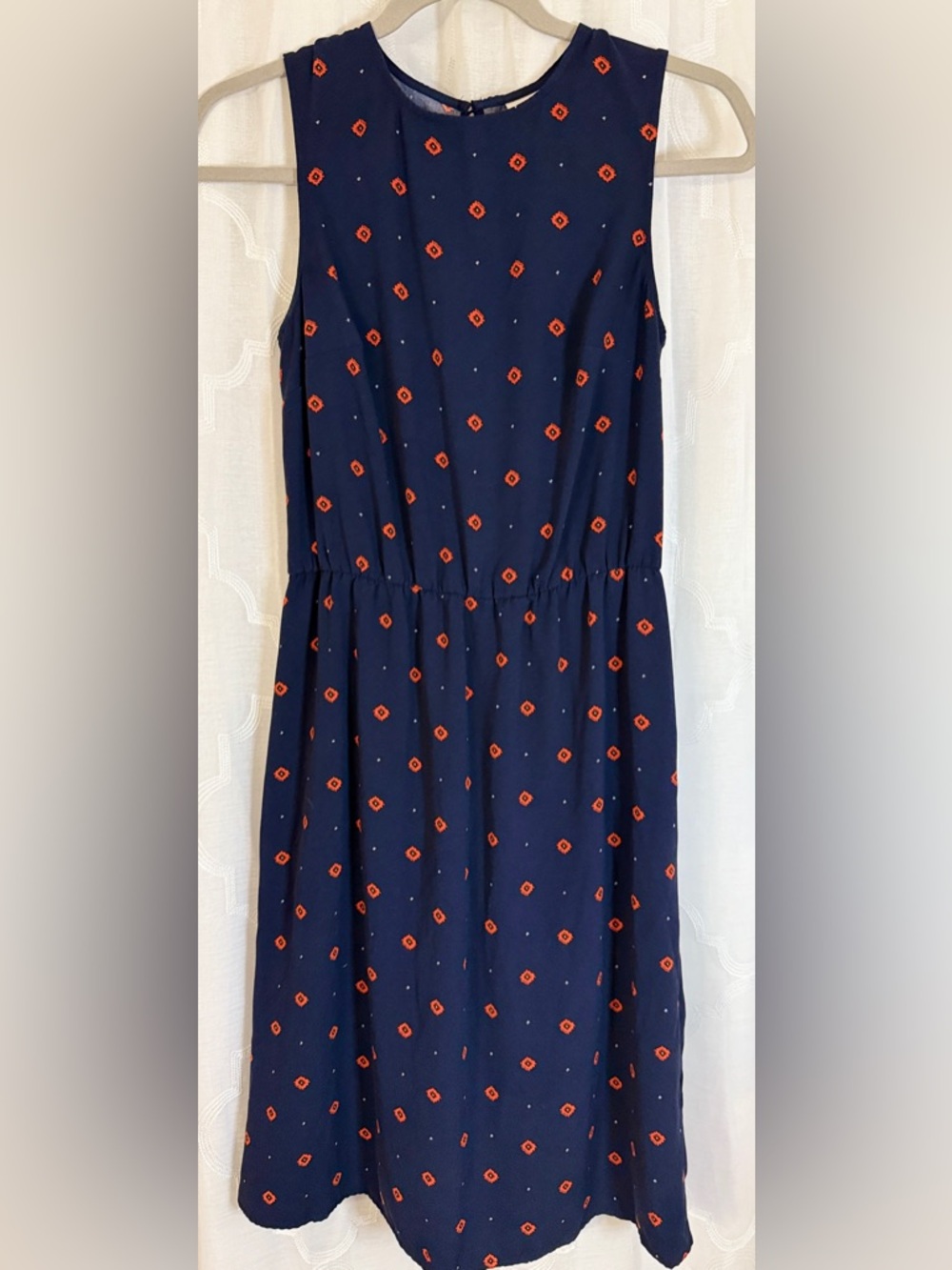 A New Day Navy Midi Dress | XS | Red Geo Print Sleeveless Dress Diamond 💎 - Picture 2 of 16